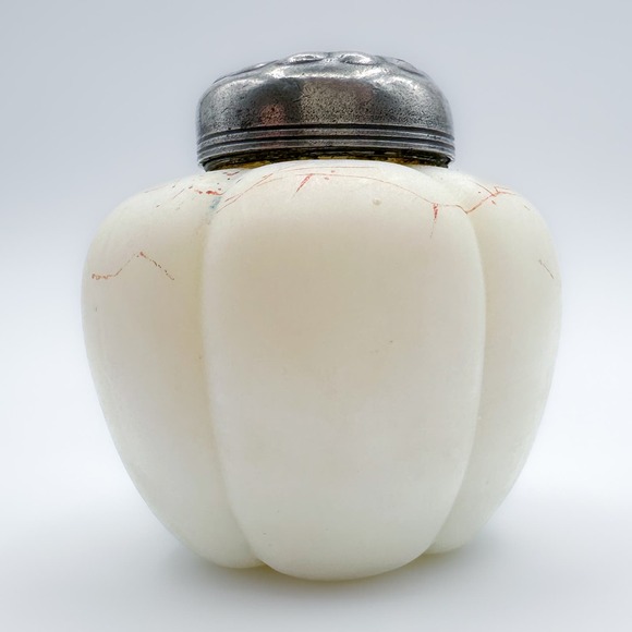 Antique Mount Washington Hand Painted Art Glass Melon Shaped Shaker c 1890 - Picture 9 of 12